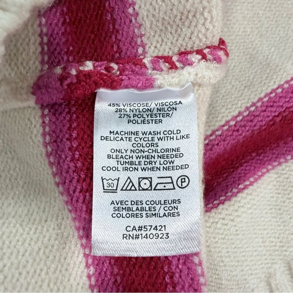 Loft Striped Quarter Zip Sweater in Cream, Pink, and Red - Picture 6 of 7